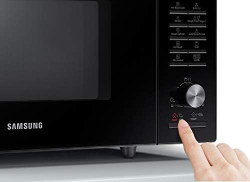 Samsung Mc28M6055Cs/Ec – Four à micro-ondes avec grill de 28 l, intérieur en céramique, fenêtre EasyView et fonction four jusqu'à 200 °C, 2100 W, Gris
