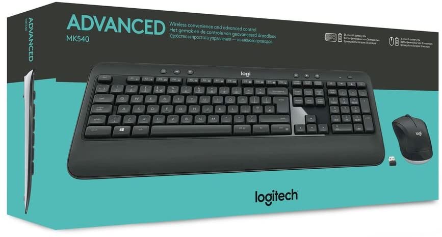 Logitech MK540 Combo Windows Wireless Keyboard and Mouse, 2.4 GHz Connection with Unifying USB Receiver, Multimedia Keys, Long-Term Battery 3 Years, PC/Portable, Italian QWERTY Keyboard - Black