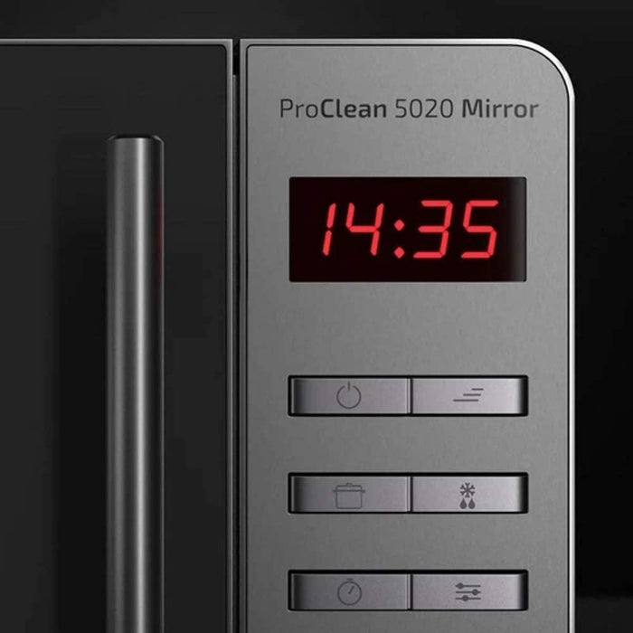 Cecotec Micro-ondes ProClean 5020 Mirror. Capacité de 20 L, Revêtement Ready2Clean, 700 W de Puissance, 5 Niveaux de Fonctionnement, 8 Programmes, Minuterie 60 minutes, Écran LED.