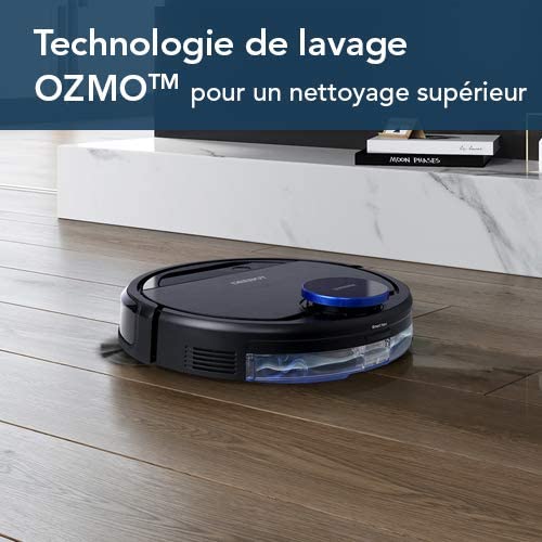 ECOVACS DEEBOT OZMO 930 – Aspirateur robot 2 en 1 pour sols durs et tapis – Aspirateur nettoyeur sans fil – Programmable via smartphone et compatible avec Amazon Alexa