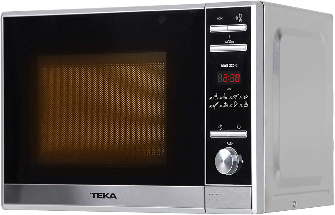Teka - Gril micro-ondes, modèle MWE 230 G, 23 litres, 5 niveaux de puissance, 800-1000 W, acier inoxydable gris et noir, 29,3 x 48,5 x 38,6 cm