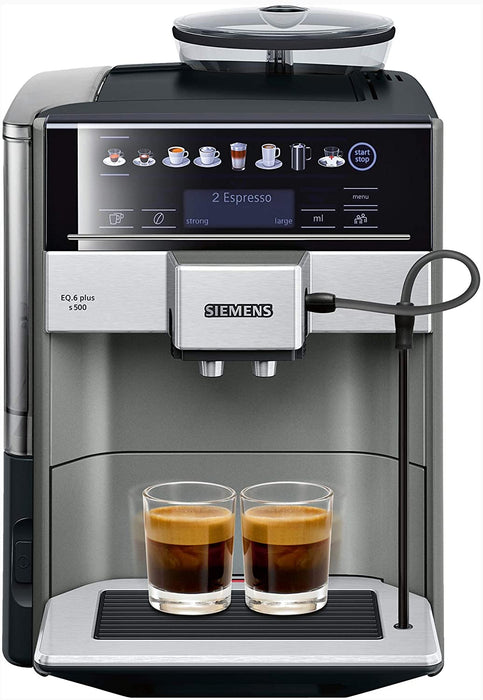 Siemens EQ.6 Plus s500 TE655203RW – Machine à café automatique avec écran tactile – Permet de préparer deux tasses simultanément – iAroma System et Aroma DoubleShot – Couleur : Anthracite