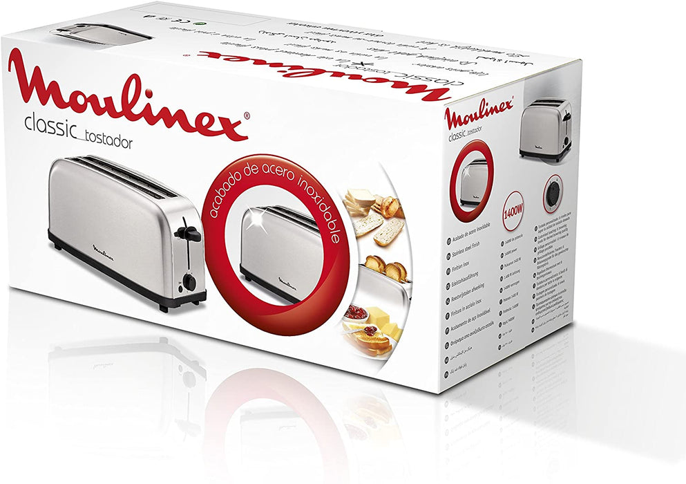 Moulinex ls330d11 4slice (s) 1400 W Acier inoxydable – Grille-pain (4 Slice (s), acier inoxydable, acier inoxydable, boutons, rotatif, 1400 W)