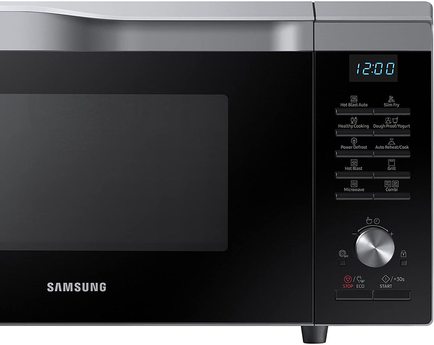 Samsung Mc28M6055Cs/Ec – Four à micro-ondes avec grill de 28 l, intérieur en céramique, fenêtre EasyView et fonction four jusqu'à 200 °C, 2100 W, Gris